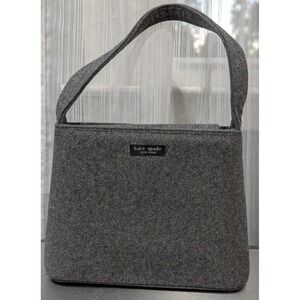 Kate Spade Vintage Gray Wool Felt Hobo Shoulder Bag‎ Magnetic Closure